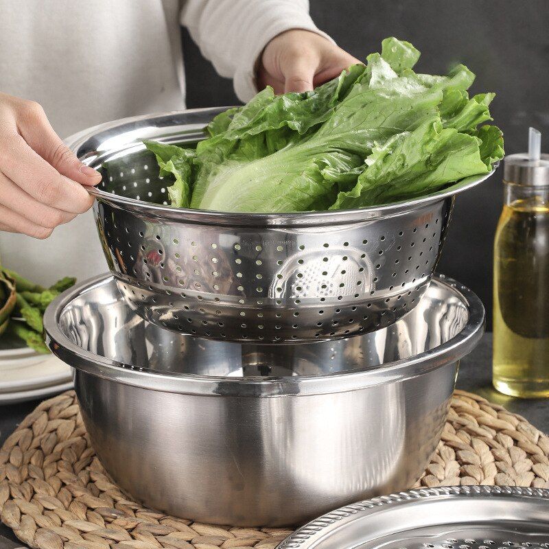3Pcs/Set Multifunctional Grater Set Garlic Press Vegetable Fruit Tools Potato Slicer Drain Basin