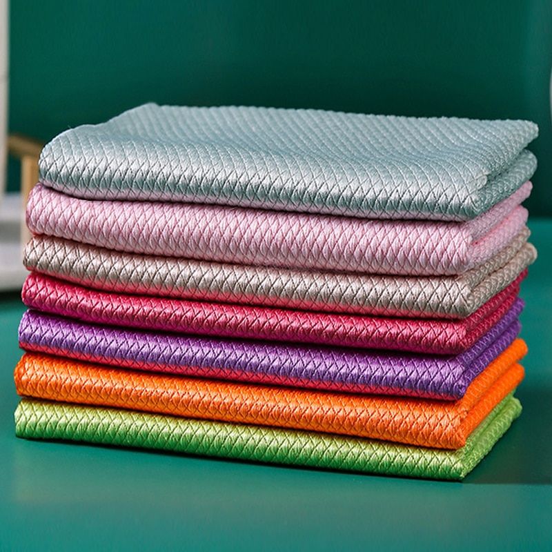 5Pcs Kitchen Towel Bowl Cloth Absorbable Glass Microfiber Cloth Cleaning Wipes