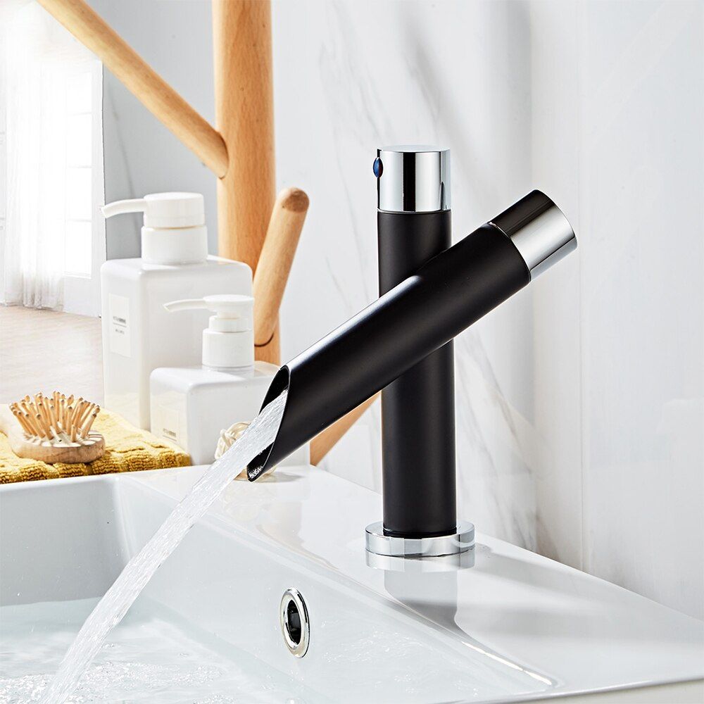 Basin Sink Bathroom Faucet Deck Mounted Hot Cold Water Basin Mixer Taps