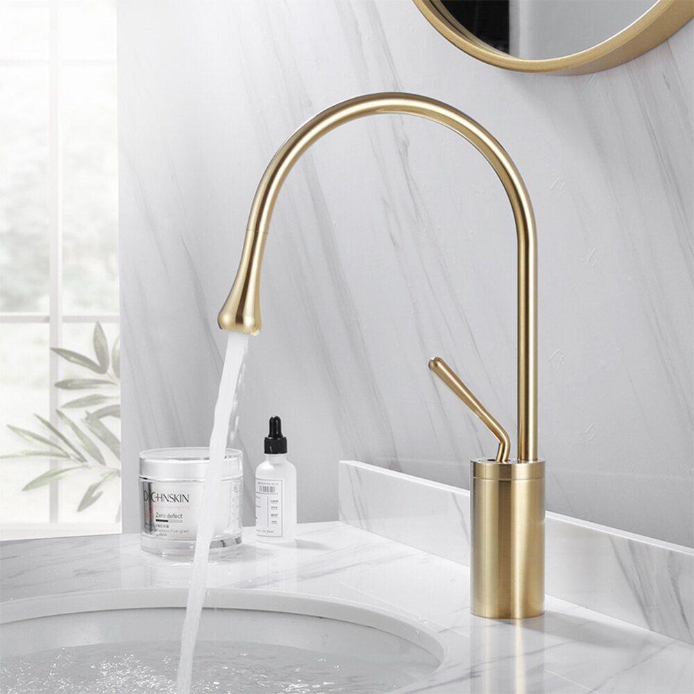 Basin Faucet Luxury Design Matte Black Brass Bathroom Faucet