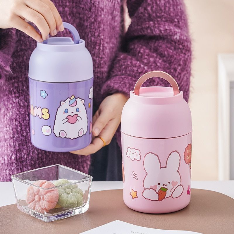Mini Thermal Lunch Box Cartoon Stainless Steel Bowl