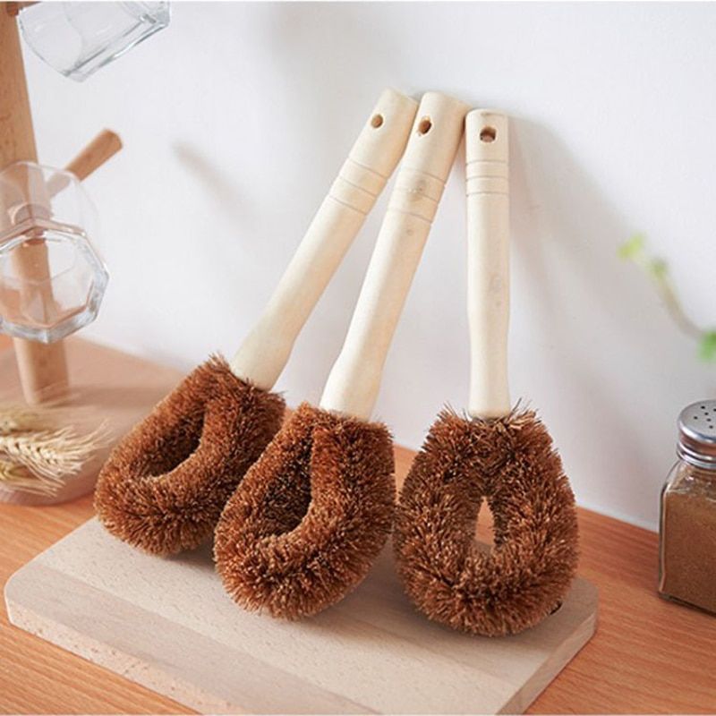 Wooden Brush Clean Up Pot Scourer Cookware Small Article Scrubber