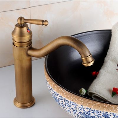 Robinet de lavabo monotrou de style européen, tout en cuivre