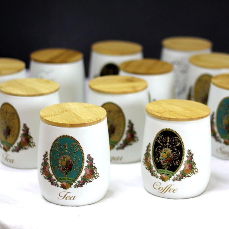 Retro Style Pattern Set Tea Coffee Can Desktop Creative Storage Box