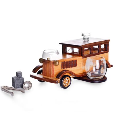 Carafe à whisky 1000 ml avec intérieur en bois et design de voiture