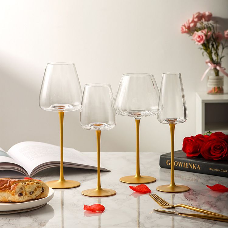 Concave Bottom Gold Rod Red Wine Glass Household Large Burgundy Wine Glass