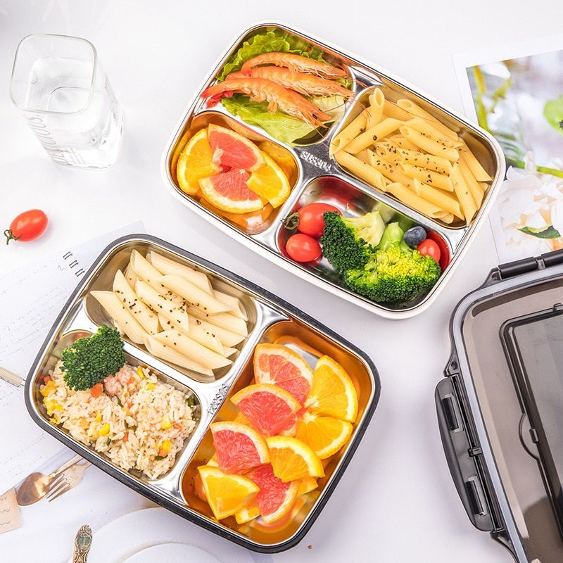 Portable Student Lunch Bento  Spoon Food Box