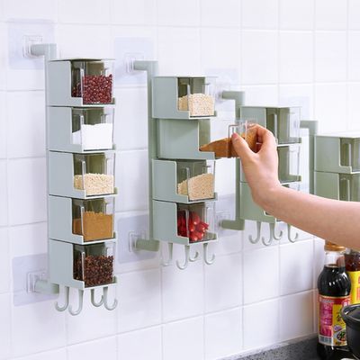 Creative Multi-purpose Wall-mounted Plastic Seasoning Jar Kitchen Storage Box