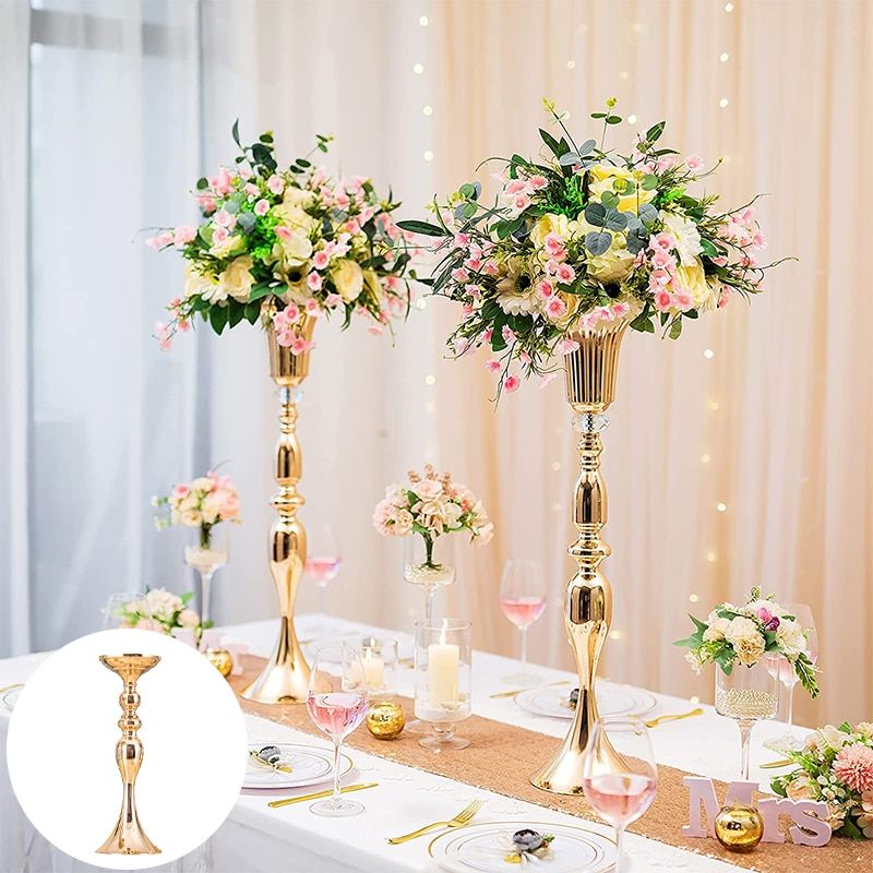 Wedding Party Decor Metal Candle Holders Flowers Vase Candlestick Centerpieces