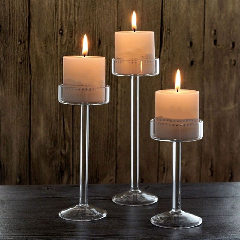 High Glass Candle Holder Transparent Candle Holder