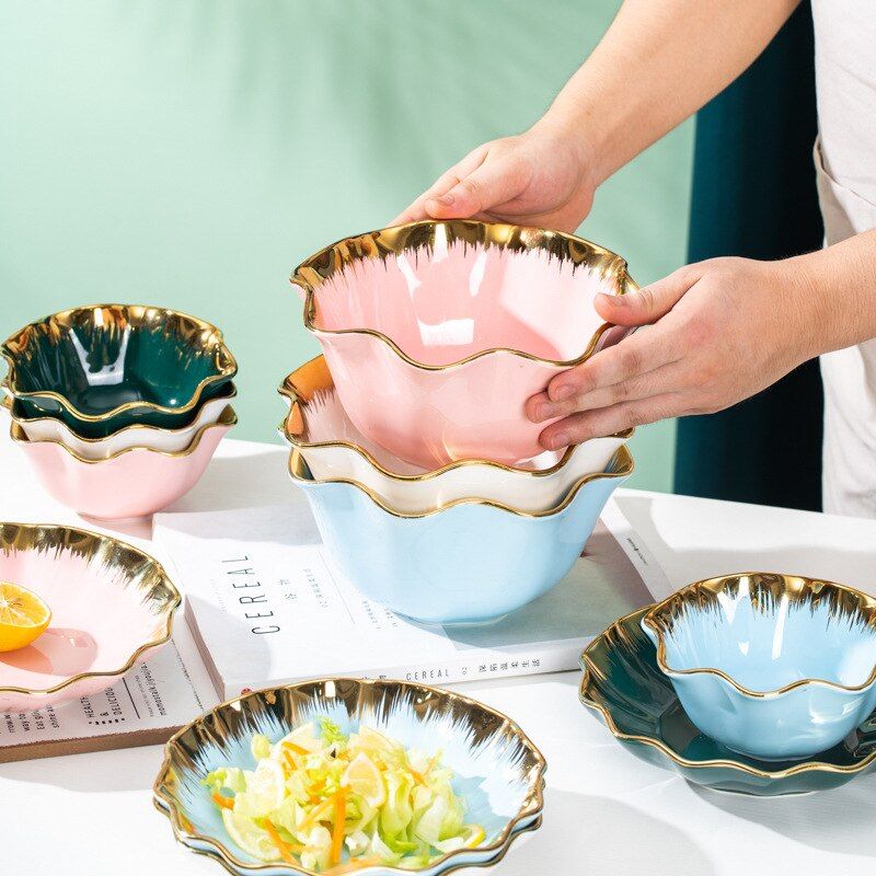 Luxurious Ceramics Phnom Penh Vegetable Fruit Salad Bowls And Plates