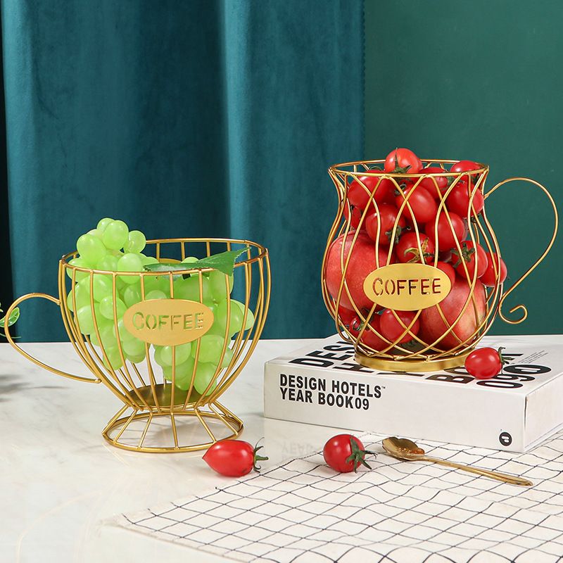 Geometric Personality Coffee Cup Fruit Plate Hollow Fruit Basket