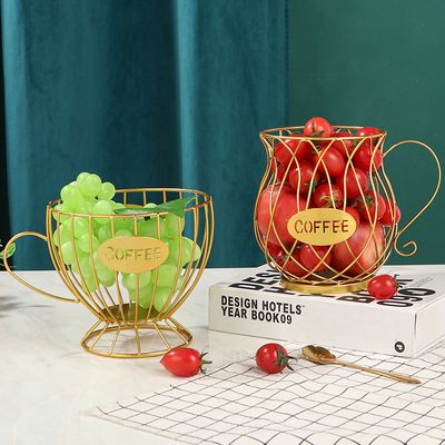 Geometric Personality Coffee Cup Fruit Plate Hollow Fruit Basket