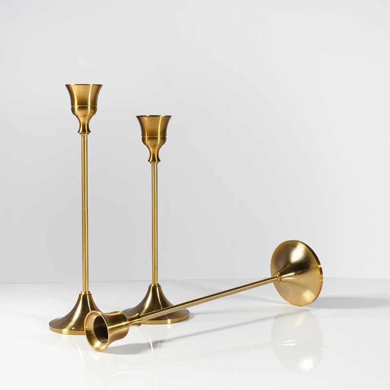 Metal Candle Holder Gold Black Modern Candlesticks Church Wedding Decoration