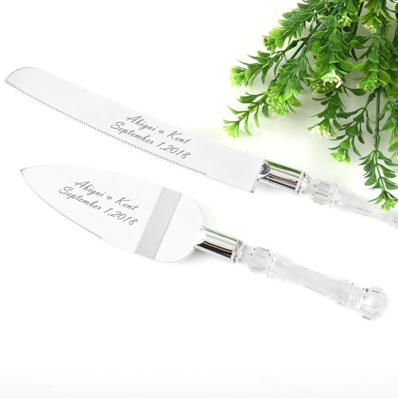 Customizable Wedding Stainless Steel Cake Shovel Set