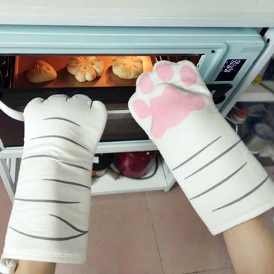 1 paire de gants de cuisine mignons en forme de pattes de chat