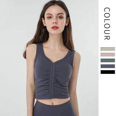 T-shirt de sport à fermeture éclair pour femme, haut sans manches, idéal pour la course à pied, le yoga