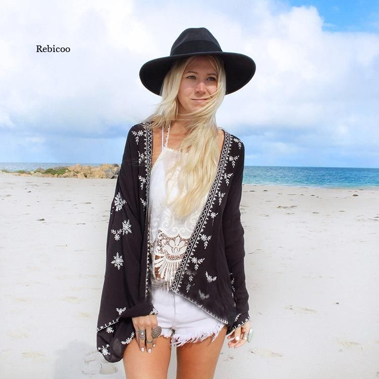 Chemisier d&#39;été en mousseline de soie pour femme, cardigan de plage, chemise de protection solaire