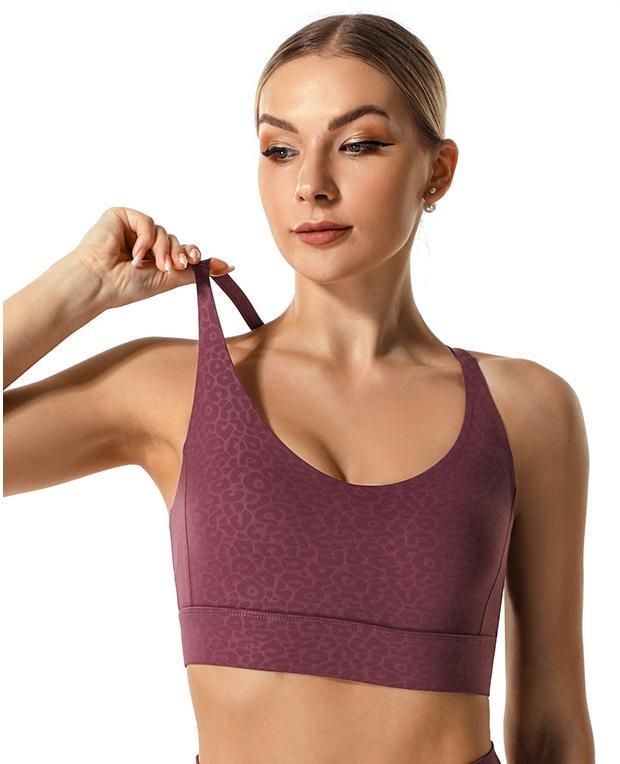 Soutien-gorge de sport ajustable à imprimé léopard pour le yoga