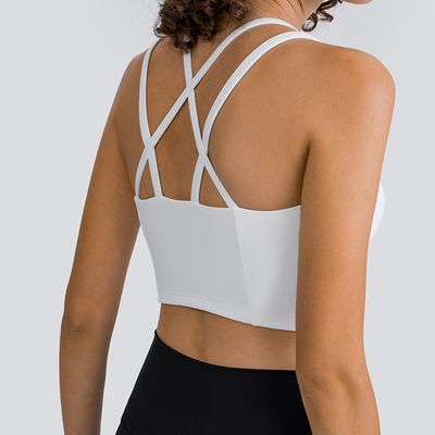 Soutien-gorge de sport push-up uni à coussinets amovibles pour femme