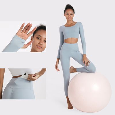 Vêtements de fitness extensibles pour femmes, ensembles de yoga à manches longues