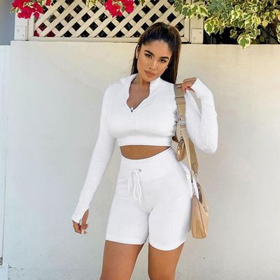 Vêtements de sport sans coutures, yoga, fitness, short à manches longues