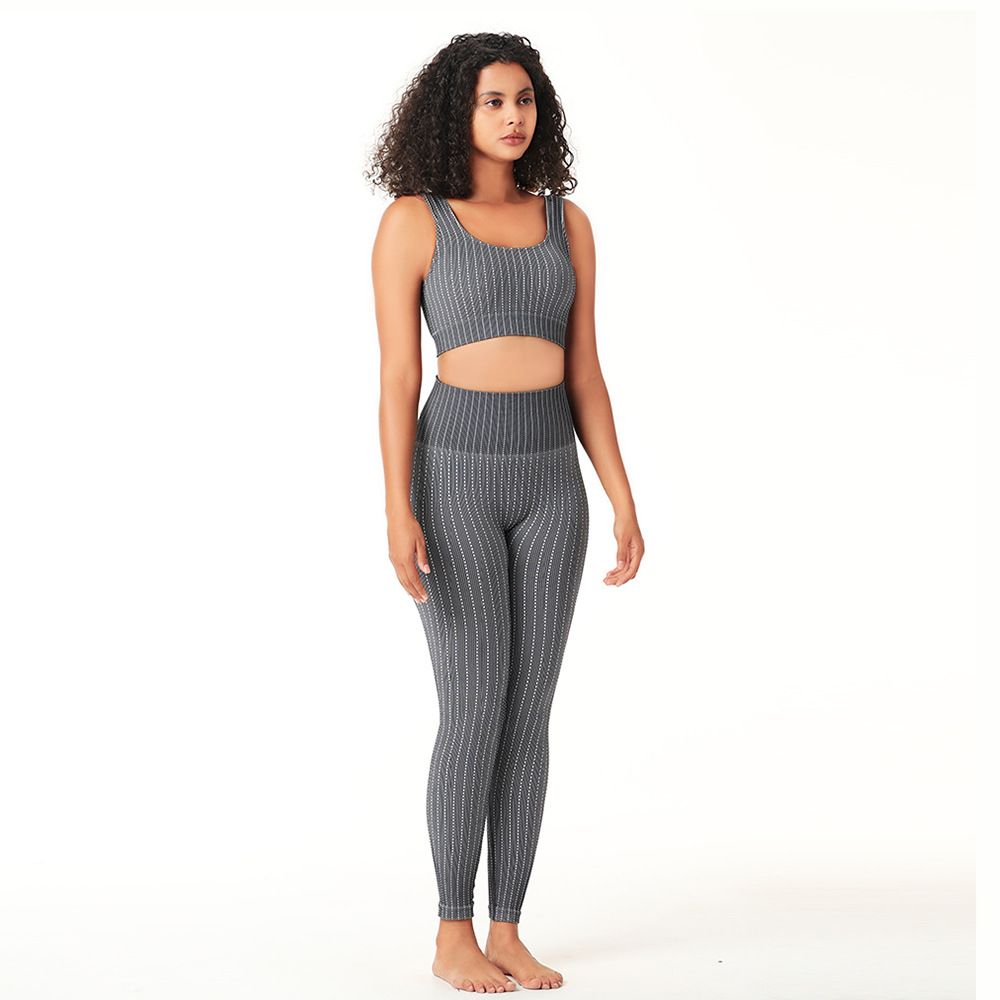 Ensemble de vêtements de sport à rayures pour femmes, soutien-gorge de sport, ensemble d&#39;entraînement 2 pièces