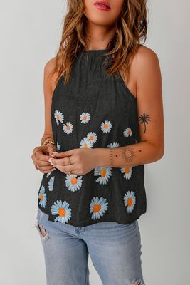 Débardeur en jean à imprimé floral Black Daisy pour femme