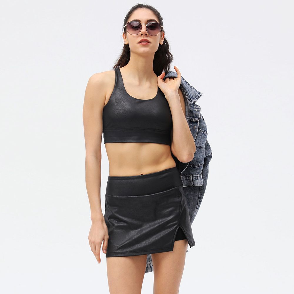 Womens Casual Soft Tennis Skirt With Inner Shorts Two Piece Suit