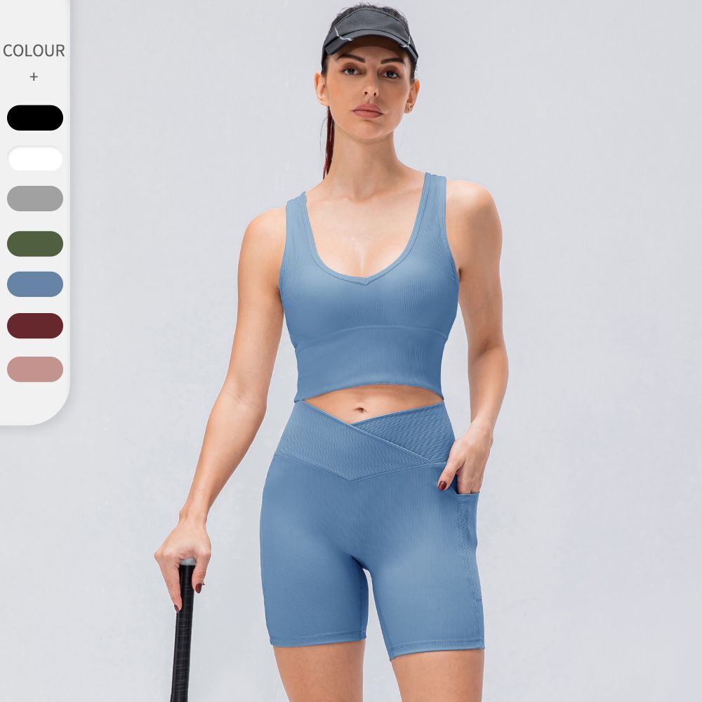 Sport Bra Shorts With Pockets Yoga Sets