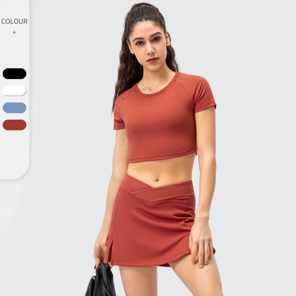 Women Tennis Skirt Set Nylon Two Piece Running Skirt