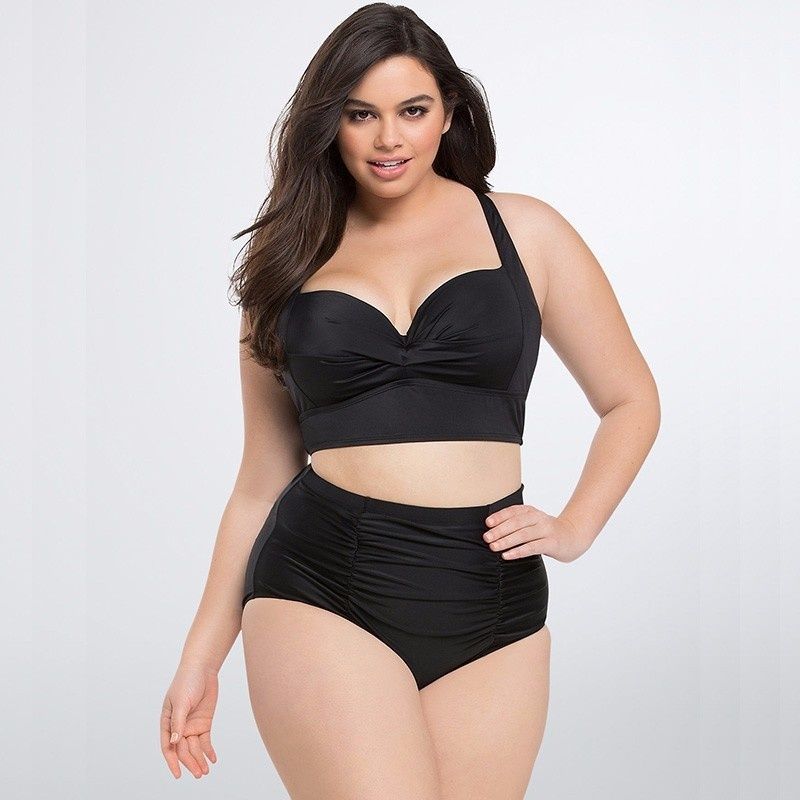 Summer Sexy Black Large Swimsuits Bikini Female Plus Size Swimwear