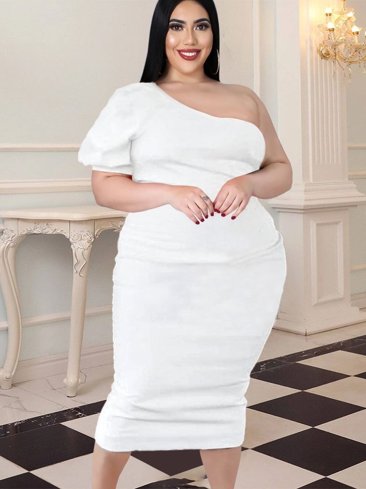 One Shoulder Bodycon Dresses Elegant Evening Party White Outfits