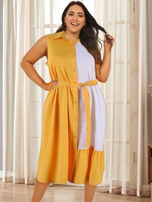 Robe grande taille pour femme, sans manches