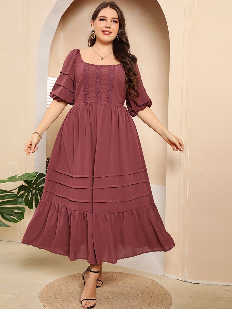 Elegant Women Dresses Plus Size Half Sleeve Casual Gowns