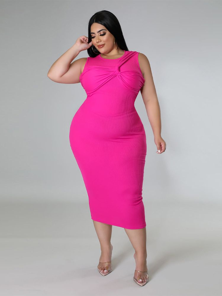 Plus Size Dresses Women O Neck Sleeveless Sexy BodyconParty Gowns