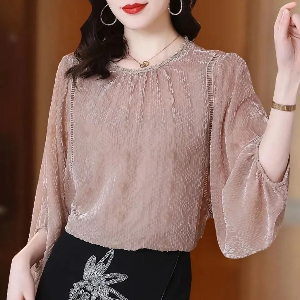 Women Summer Lantern Sleeve Chiffon Blouse Shirts
