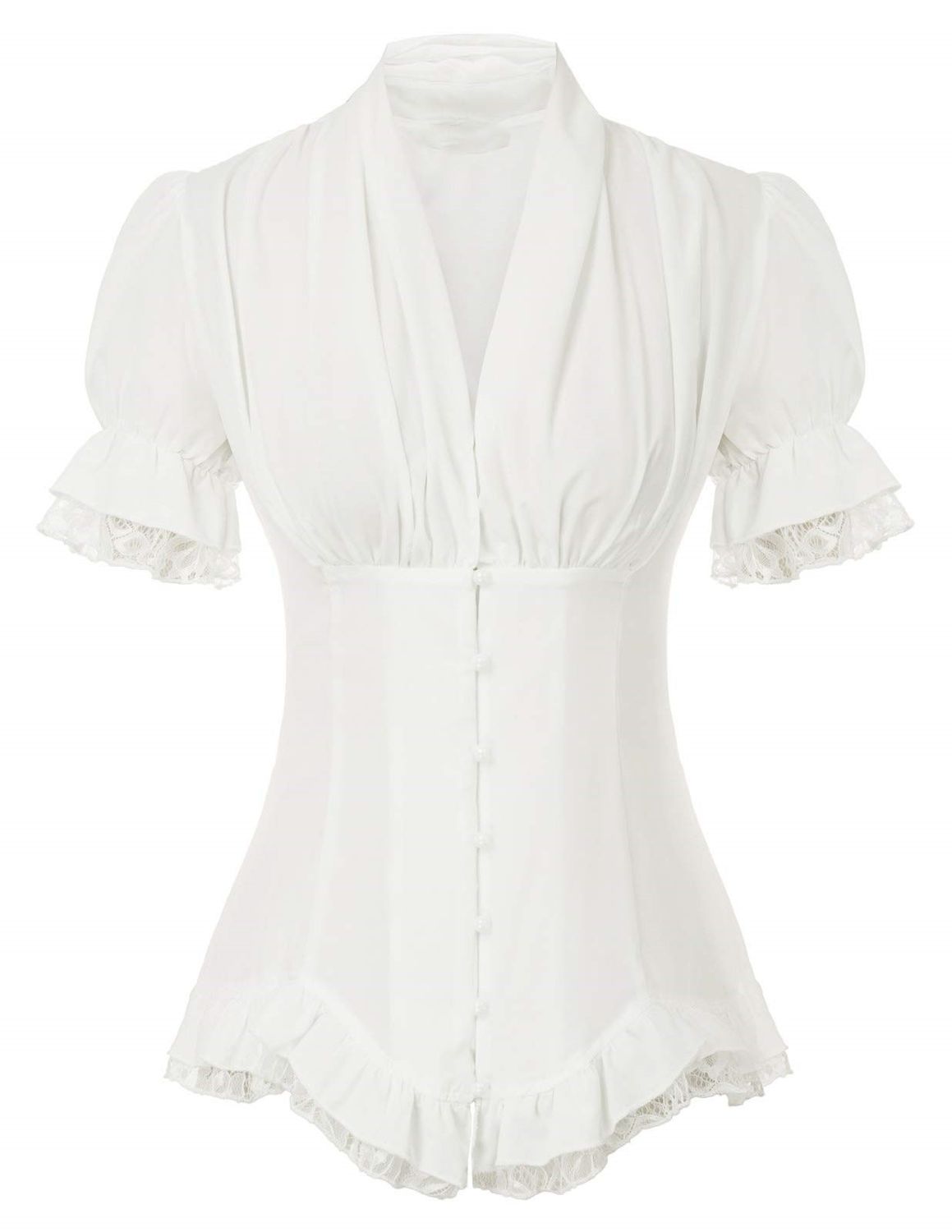 Office Ladies Shirts Women Lace Short Sleeve Blouse