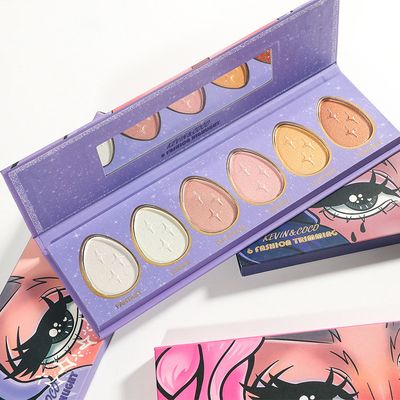 6-shade face palette with blushes, contours, and highlighters