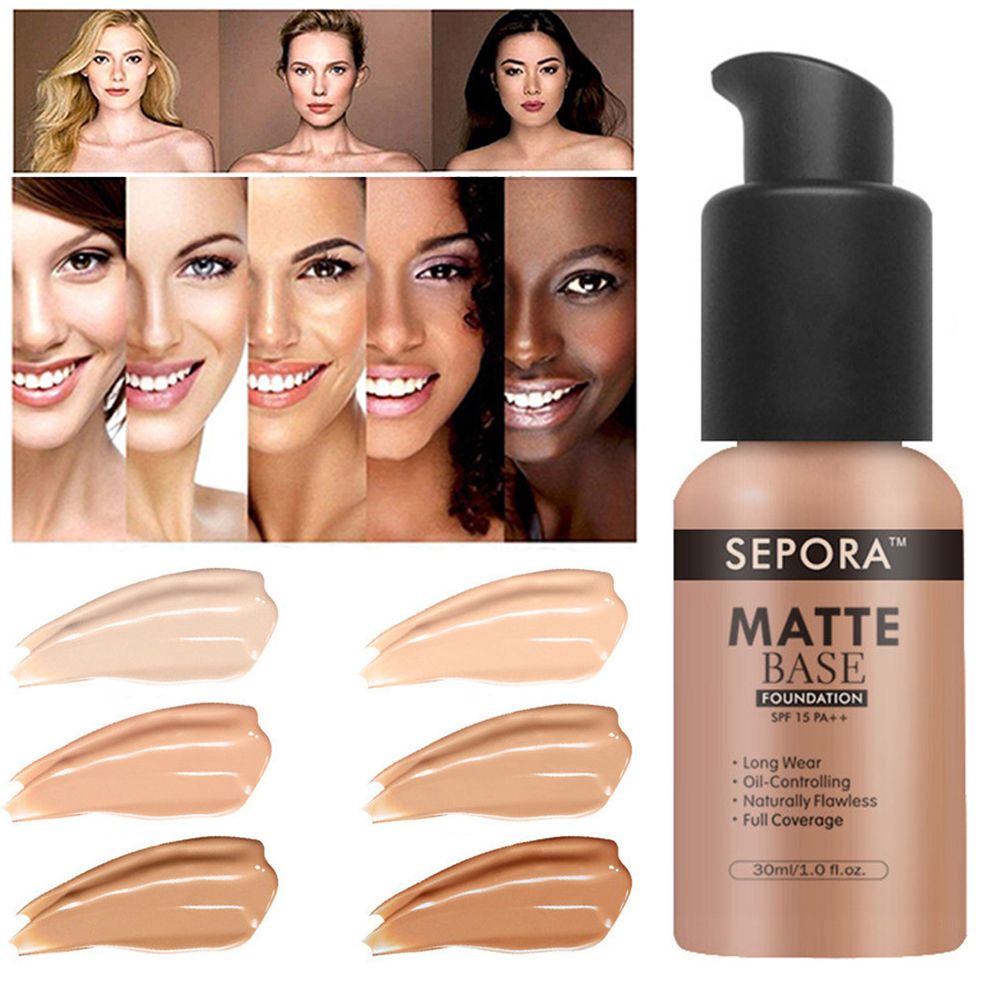 Matte Liquid Foundation for Face, Makeup Base, Concealer, Sebum Control, 30 ml