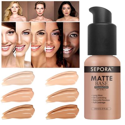 Matte Liquid Foundation for Face, Makeup Base, Concealer, Sebum Control, 30 ml