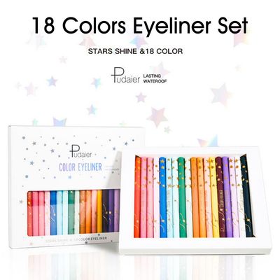 18 Colors Eyeliner Set Matte Long Lasting Liquid Eyeliner Pencil