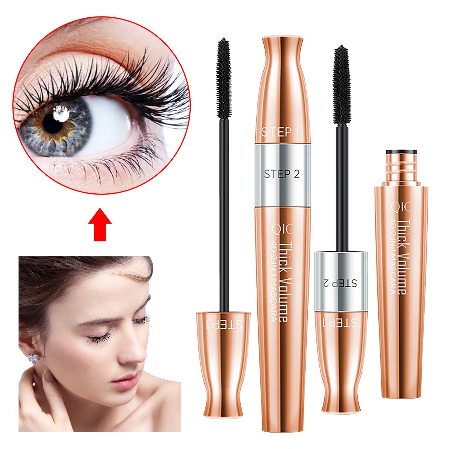 Blue Contacts Lenses Eyes Pink Clean Plating Double Mascara