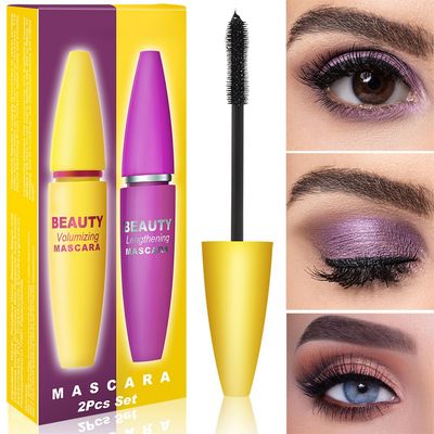 Professional Mascara 4D Thick Waterproof 2Pcs Mascara Set