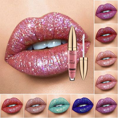 18 Color Matte Glitter Pearlescent Liquid Lip Gloss Diamond Waterproof Long Lasting