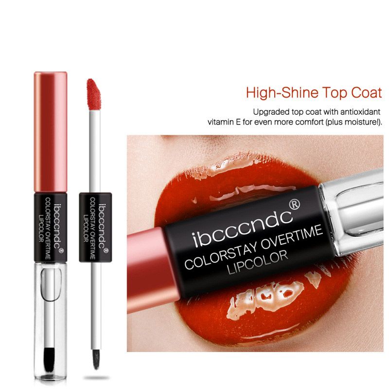 Dual Matte Lip Gloss With Lip Liner Long Lasting Waterproof