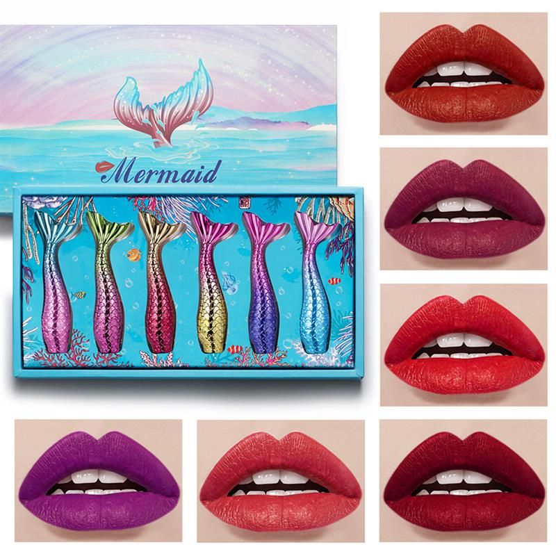6 Colors Waterproof Mermaid Tail Matte Velvet Lip Gloss Long Lasting