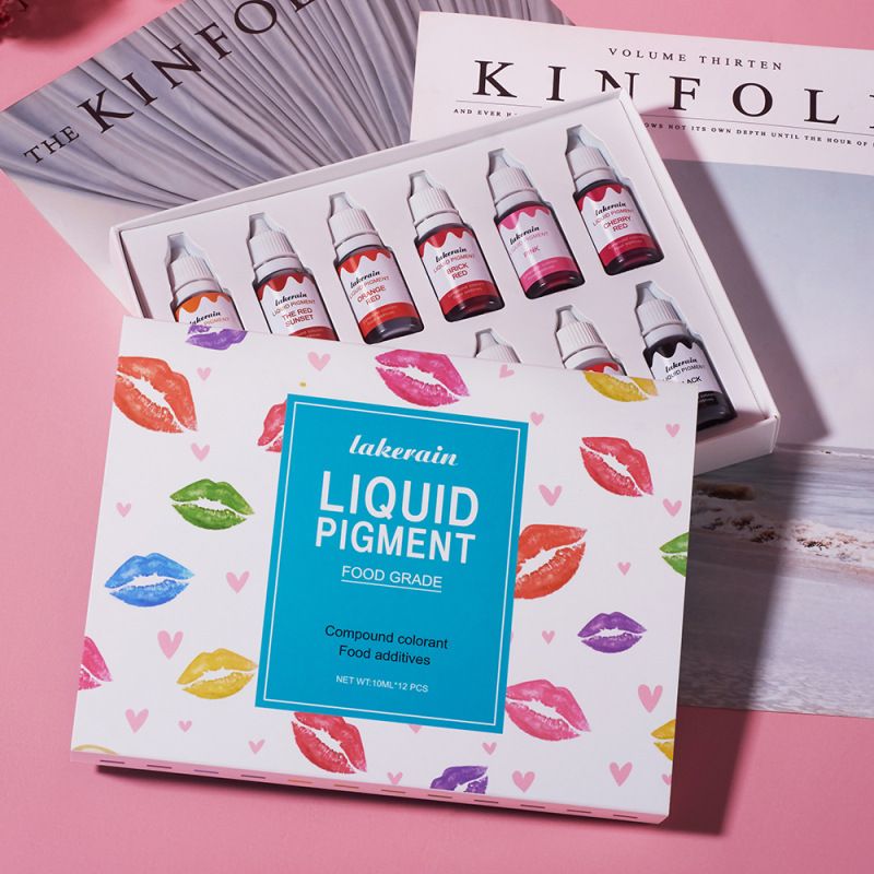 12 Bottles/Set Food Additives Liquid Pigment for Lip Gloss