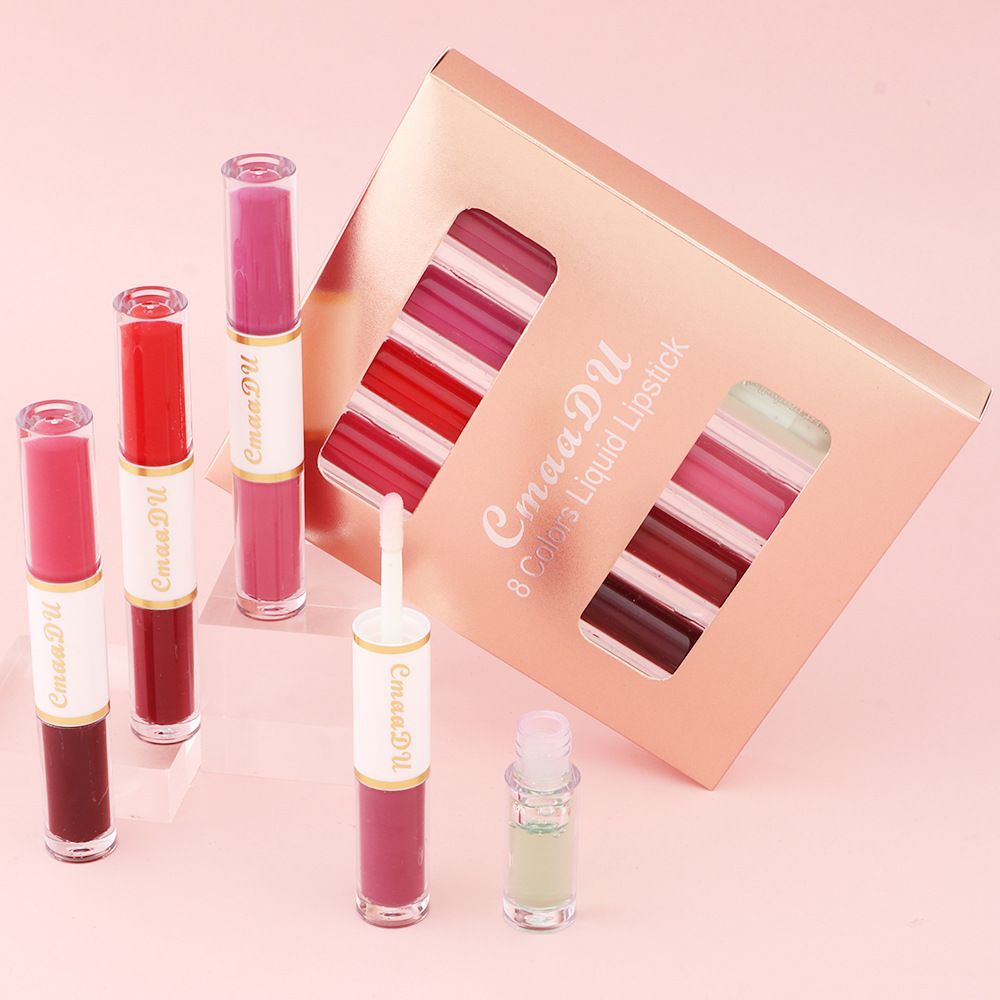 8 Colors Waterproof Nude Matte Velvet Glossy Lip Gloss Lipstick Set