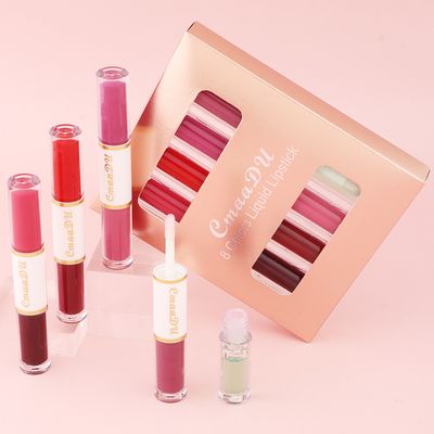 8 Colors Waterproof Nude Matte Velvet Glossy Lip Gloss Lipstick Set